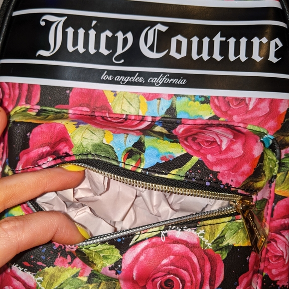 Nwt Juicy Couture Black Multi Rose Juicy Billboard SM Backpack - Picture 7 of 16